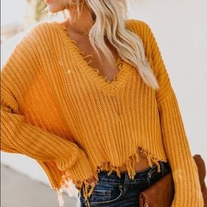 Vici Frayed Mustard Sweater